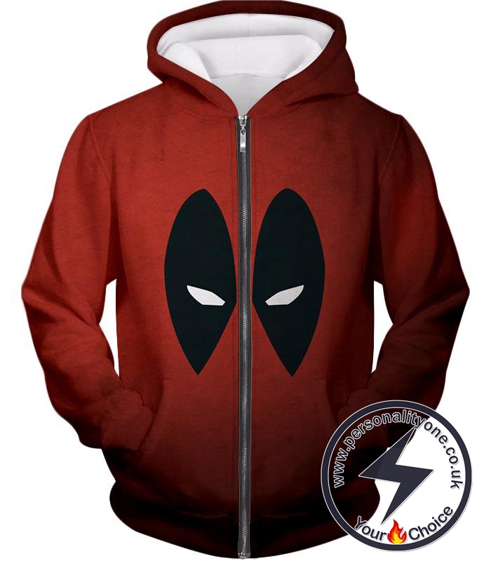 Super Cool Deadpool Eyes Promo Awesome Red Zip Up Hoodie